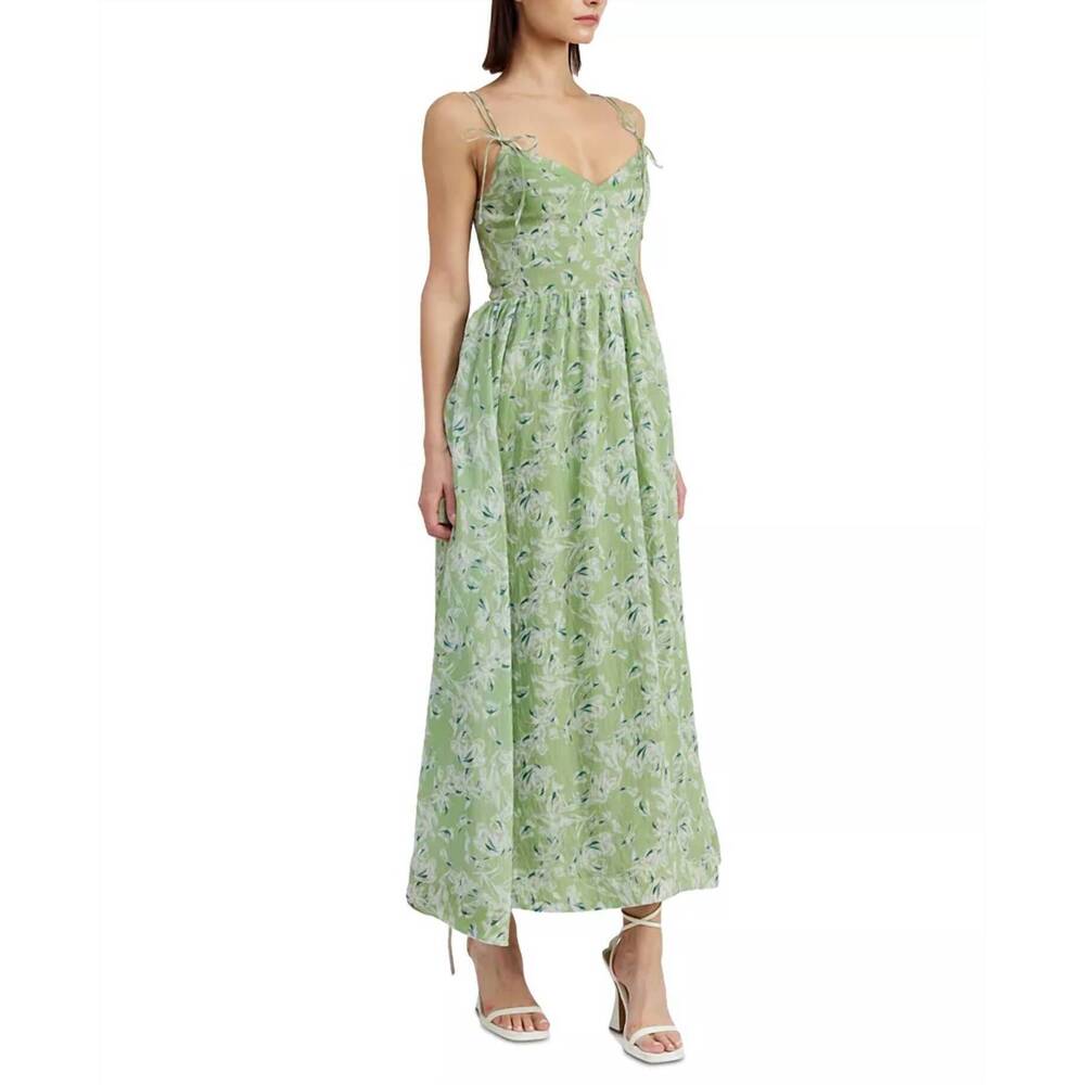 En Saison Light Green Floral Midi Dress